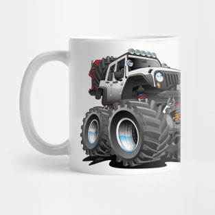 Off road 4x4 white jeeper cartoon Mug